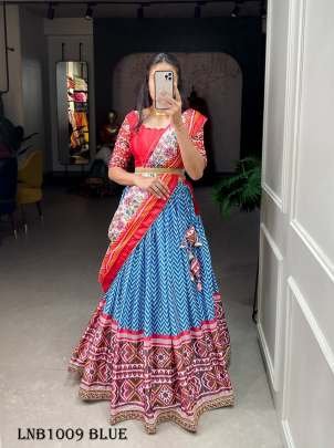  Laheriya Patola Print Blue Lehenga 