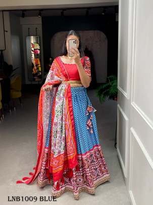 Laheriya Patola Print Blue Lehenga