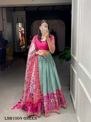 Laheriya Patola Print Green Lehenga