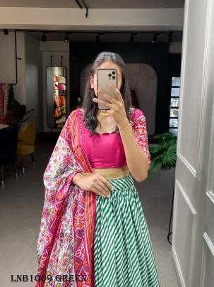 Laheriya Patola Print Green Lehenga