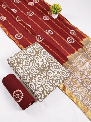 Lakhani Cotton 04 Wax Batik Vol 4 Brown Unstitched Designer Cotton Salwar Suit