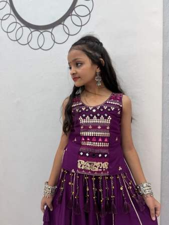 Lampi Bordar Work Purple Colour Mother Daughter Navratri Combo