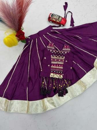 Lampi Bordar Work Purple Colour Mother Daughter Navratri Combo