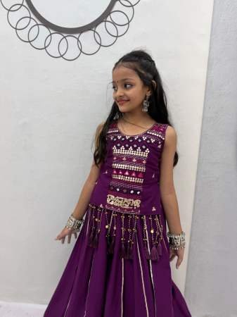 Lampi Bordar Work Purple Colour Mother Daughter Navratri Combo