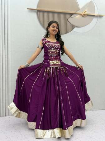 Lampi Bordar Work Purple Colour Mother Daughter Navratri Combo