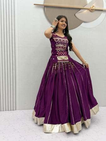 Lampi Bordar Work Purple Colour Mother Daughter Navratri Combo