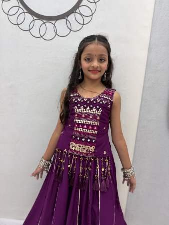 Lampi Bordar Work Purple Colour Mother Daughter Navratri Combo