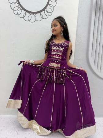 Lampi Bordar Work Purple Colour Mother Daughter Navratri Combo