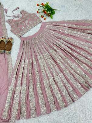 Latest Baby Pink Chinon Silk Lhenga Choli