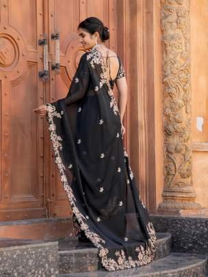 Latest Beautiful Black Kasturi Silk Saree With Zari and Dori Work
