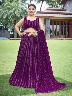 Latest Burgundy Sequence Readymade Party wear Lehenga Choli 