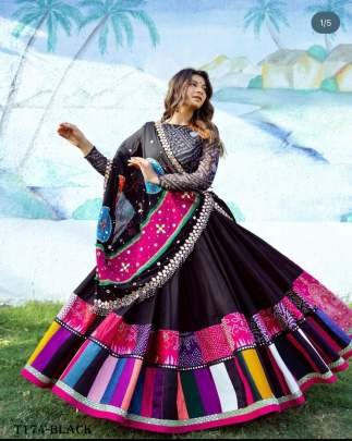 Latest Collection Black Muslin Cotton Lehenga Choli With Digital Print