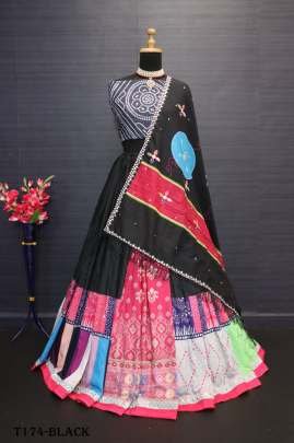 Latest Collection Black Muslin Cotton Lehenga Choli With Digital Print
