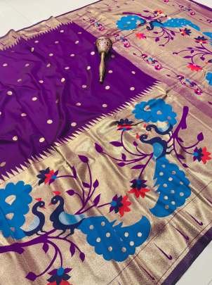 Latest Dark Purple Soft Kanchivaram Pethani Silk Saree