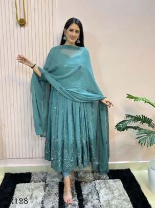 Latest Designer Gown With Embroidery Work And Sequence Work