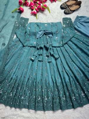 Latest Designer Gown With Embroidery Work And Sequence Work