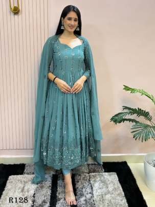 Latest Designer Gown With Embroidery Work And Sequence Work