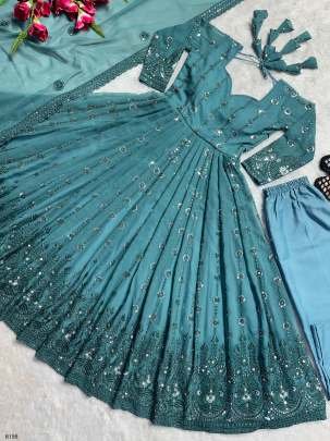 Latest Designer Gown With Embroidery Work And Sequence Work