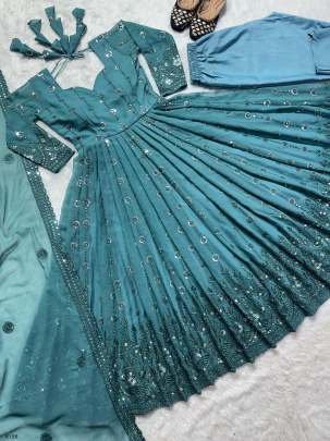 Latest Designer Gown With Embroidery Work And Sequence Work