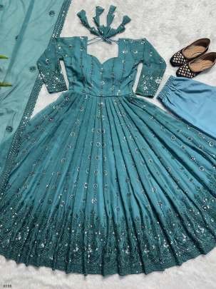 Latest Designer Gown With Embroidery Work And Sequence Work