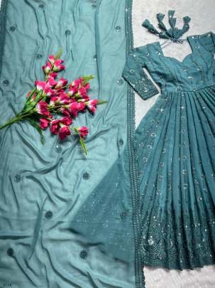 Latest Designer Gown With Embroidery Work And Sequence Work