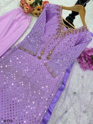 Latest Designer Party Wear Suits With Net Embroidery Dupatta