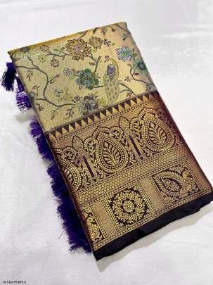 Latest Dharmavaram Silk Zari Weaving Wine Saree