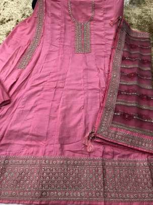 Embroidery Work Dola Silk Long Anarkali Taffy Salwar Suit