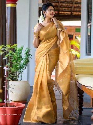 Latest Fancy Designer Rich Pallu and jacquard work soft kota tissue silk saree