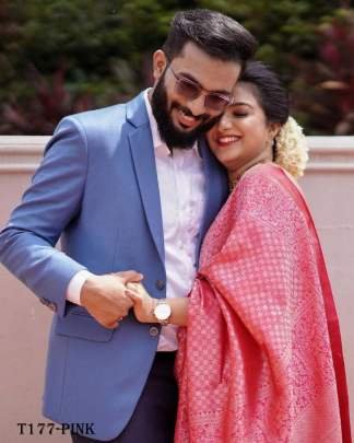 Latest Fancy Pink Soft  Lichi Slik Banarasi Saree