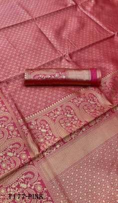 Latest Fancy Pink Soft  Lichi Slik Banarasi Saree