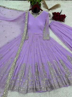 Latest Faux Georgette Anarkali Kurti Sharara and Dupatta