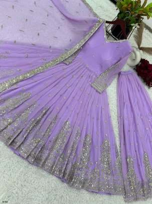 Latest Faux Georgette Anarkali Kurti Sharara and Dupatta