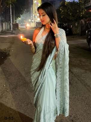 Latest Fox Georgette Embroidered Saree