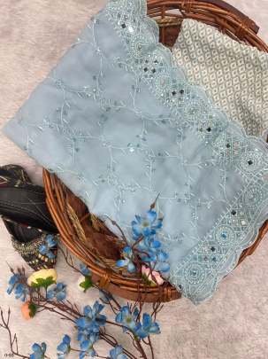 Latest Fox Georgette Embroidered Saree