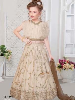 Latest Georgette Kids Peach Lehenga With Dupatta