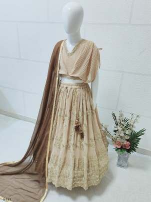 Latest Georgette Kids Peach Lehenga With Dupatta
