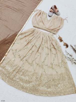 Latest Georgette Kids Peach Lehenga With Dupatta