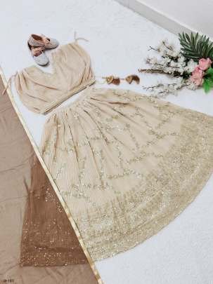 Latest Georgette Kids Peach Lehenga With Dupatta