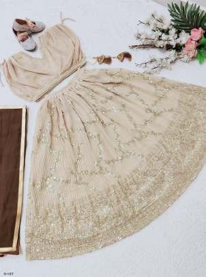 Latest Georgette Kids Peach Lehenga With Dupatta