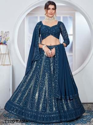 Latest Georgette Rama Lehenga Choli With Sequins Work