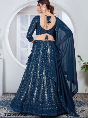 Latest Georgette Rama Lehenga Choli With Sequins Work