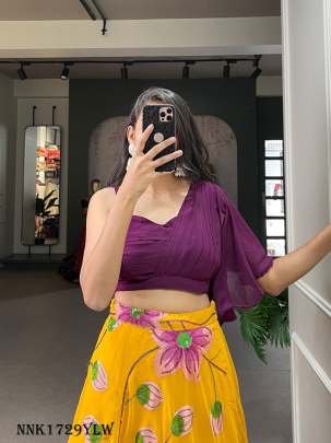 Latest Georgette Sequins Crop Top Lehenga Choli