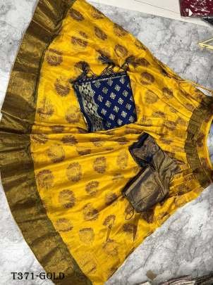 Latest Gold Jaquard Silk Lehenga Choli