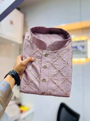 Latest Golden Mirror Cotton Kurta And Pyjama