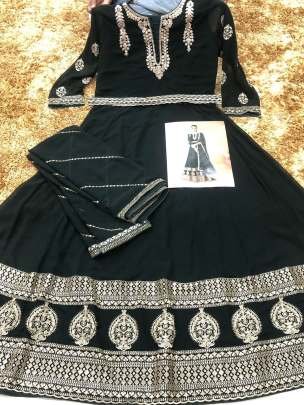 Latest Green Anarkali Georgette Suit Dupatta