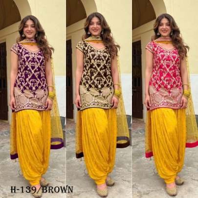 Latest Heavy Micro Cotton Brown Salwar Suit Set
