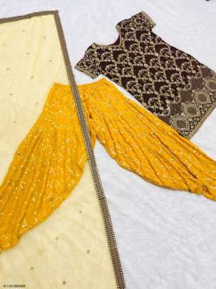 Latest Heavy Micro Cotton Brown Salwar Suit Set