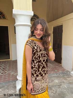 Latest Heavy Micro Cotton Brown Salwar Suit Set