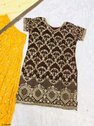 Latest Heavy Micro Cotton Brown Salwar Suit Set